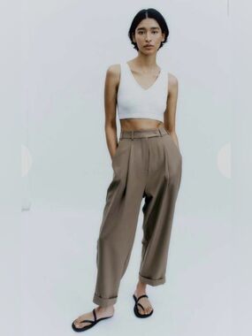 CORDERA TAILORING MASCULINE Wool Blend PANTS KHAKI one size